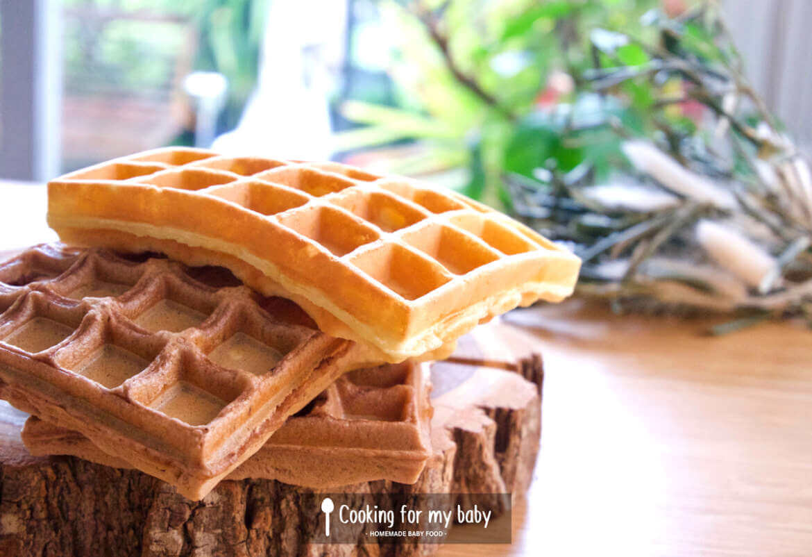 Light plain and chocolate waffle recipe for babies (From 10 months old)
