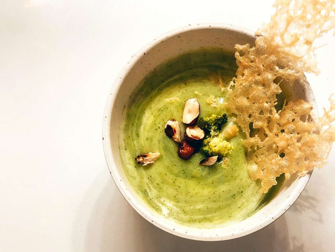 Baby and Family Broccoli Soup Recipe (Roasted Hazelnuts and Parmesan Chips, from 10 months)