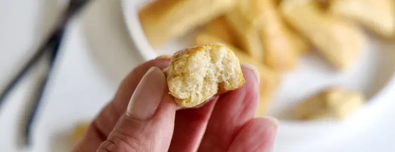 Airy texture of baby’s biscuit
